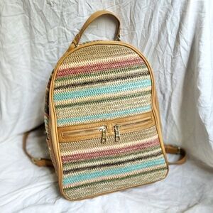💖Tommy Bahama // Colourful Straw Striped Backpack💖